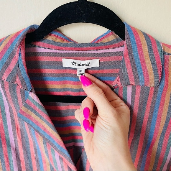 Madewell Courier Button-Back Shirt in Rainbow Stripe - Picture 5 of 8